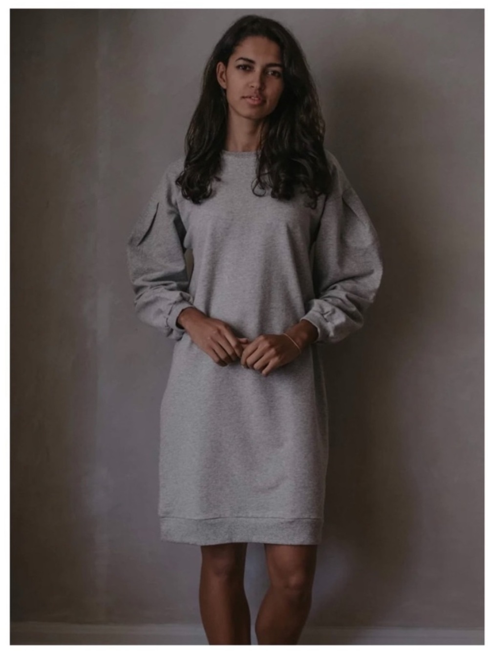 NEW The Simple Folk 8 Organic Cotton Stretch Gray The Oversized Sweater Dress